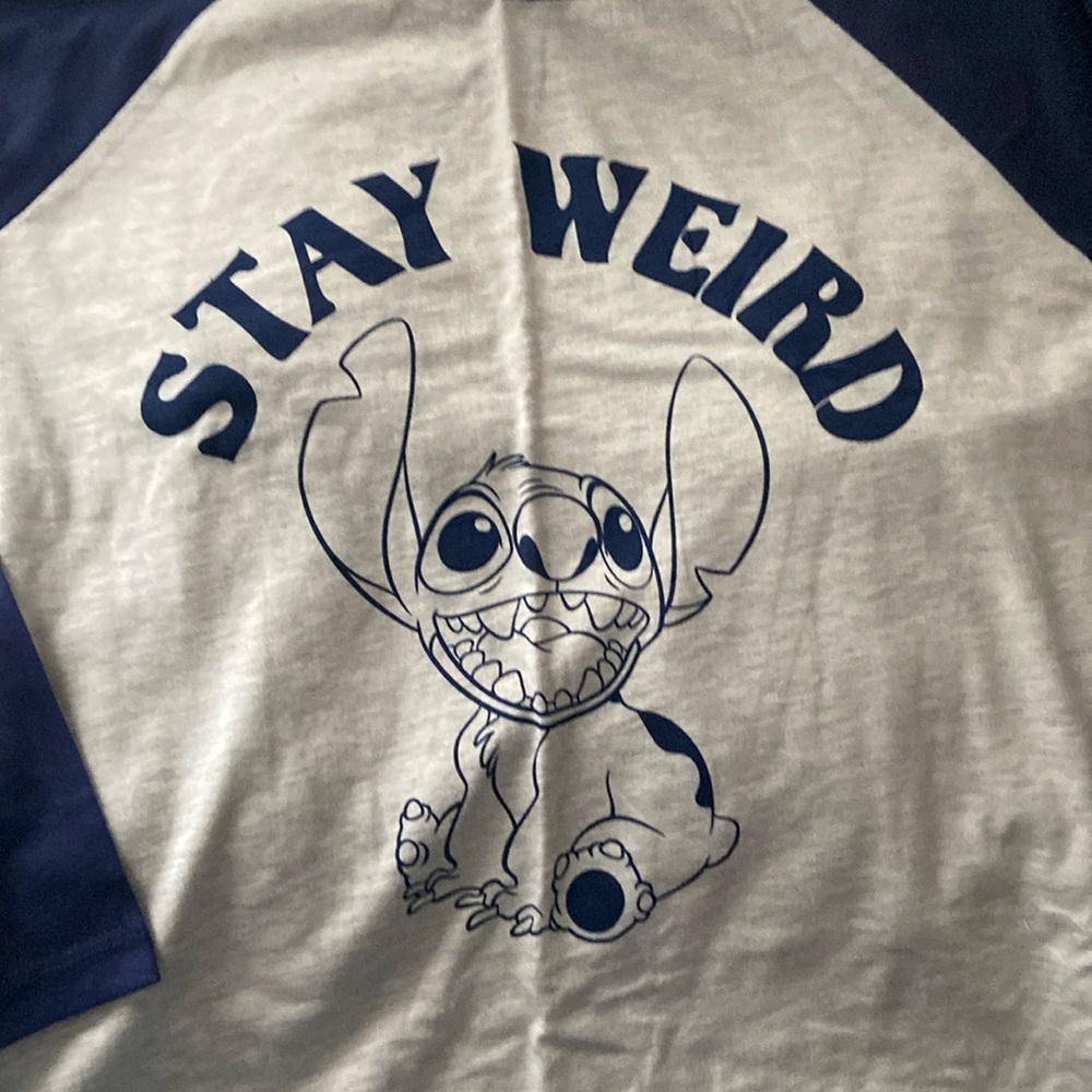 Stay weird, stitch, three-quarter sleeve shirt